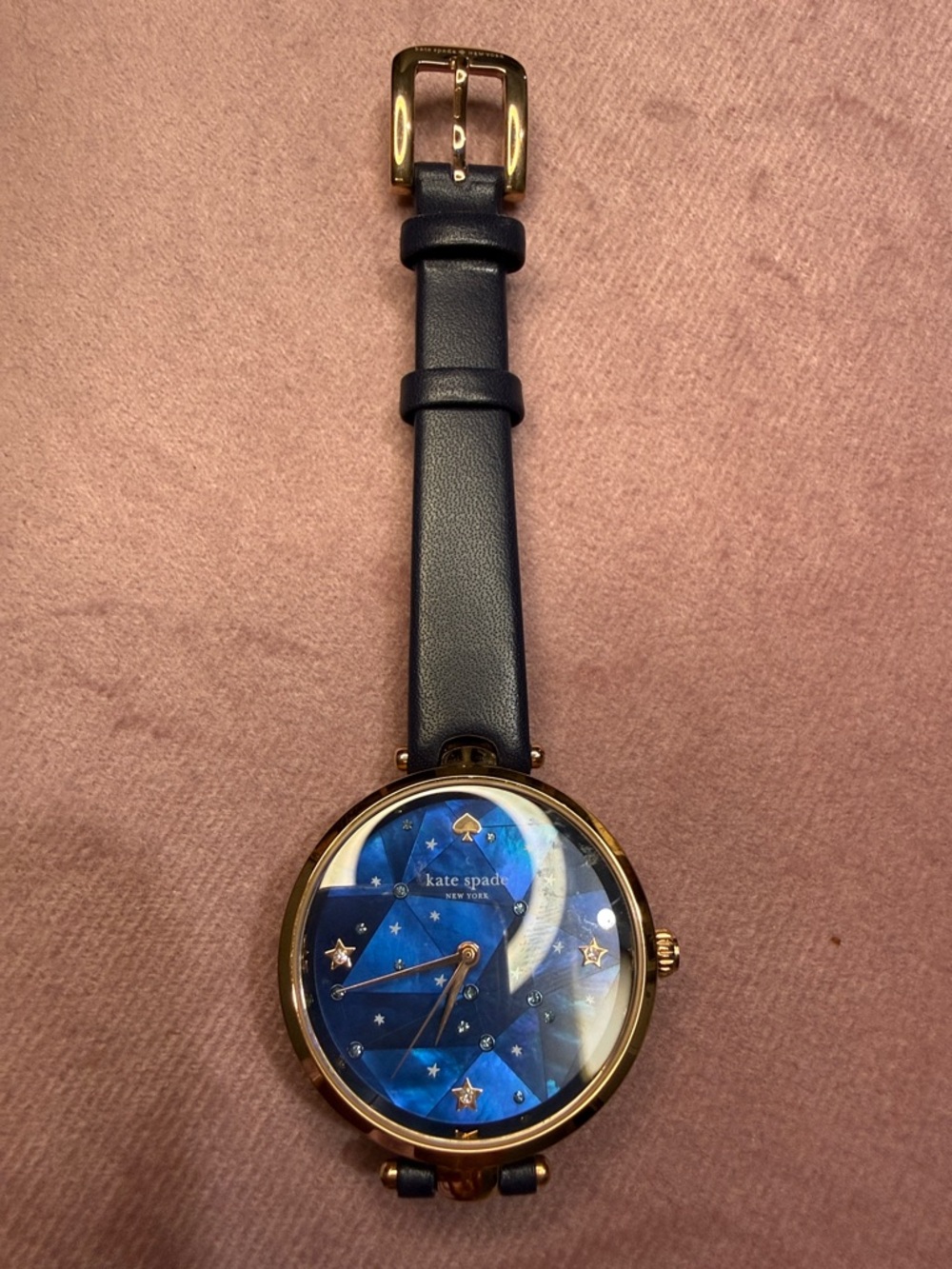 kate spade Blue and Gold Celestial Dial Leather Watch